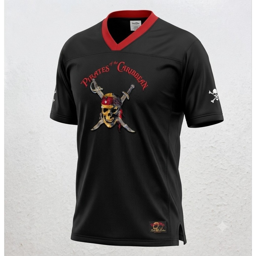 Walt Disney World Vintage Pirates Of The Caribbean Men's Black Jersey. Size XL